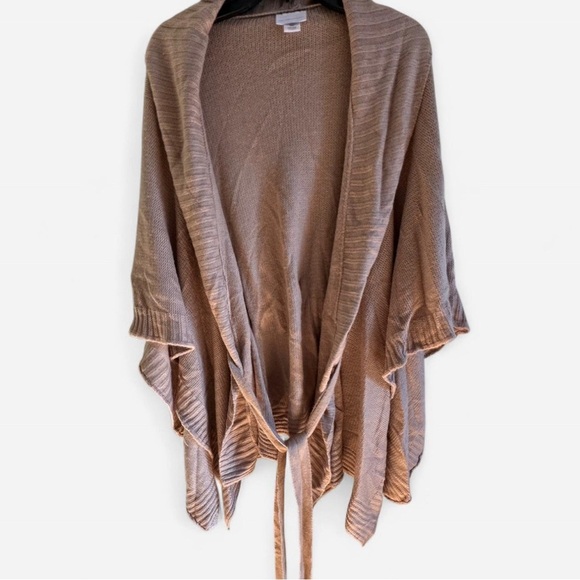 New York & Company Tan Poncho with Tie Front One Size Womens Sweater - Picture 5 of 7